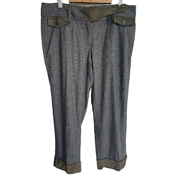Dolce & Gabbana Women Capri Pants in Houndstooth W Calfskin Details Sz 42 US 10 - Picture 1 of 16